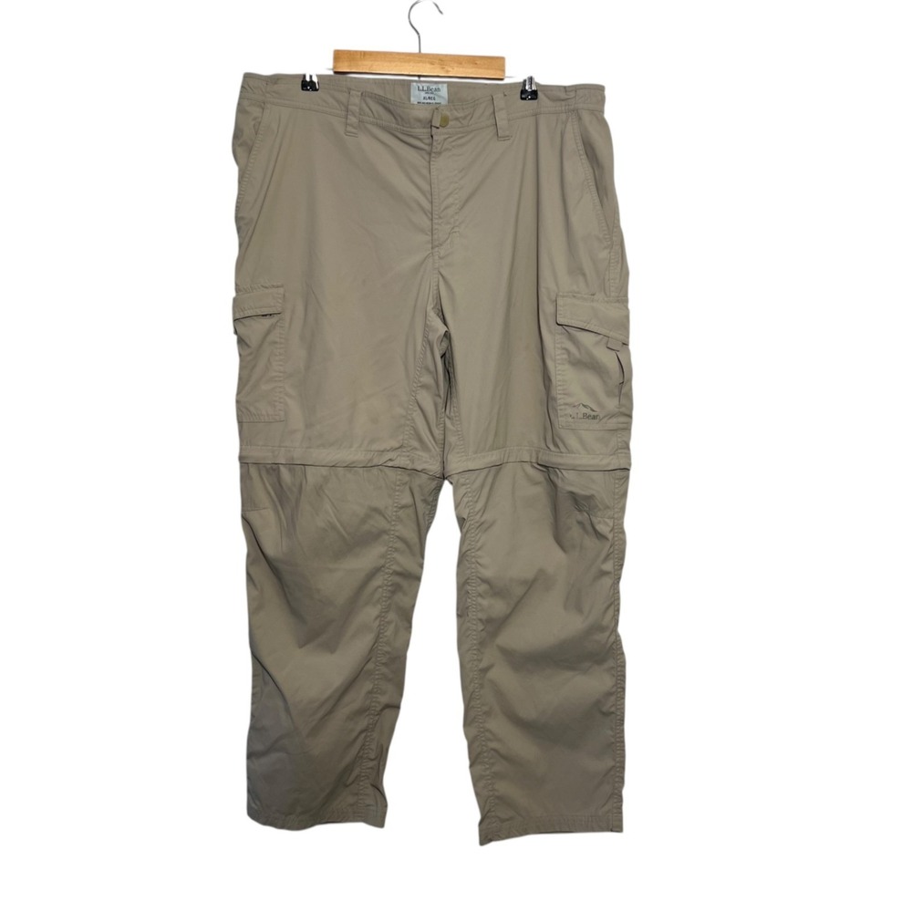 LL Bean Mens XL Reg Convertible Cargo Hiking Pants Khaki Tan Zip Off Shorts